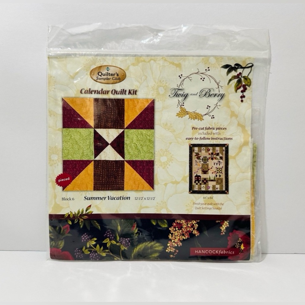 🆕 Quilters Sampler Club Twig & Berry Calendar Quilt Kit Precut Fabric Block 6